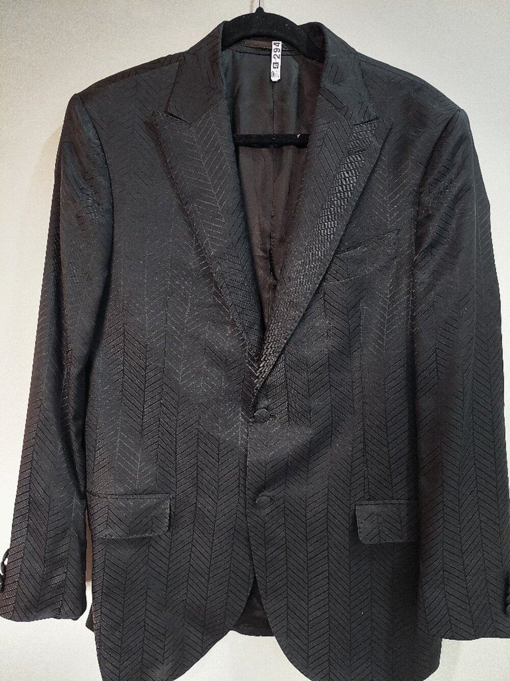 Harold US 44R Large Herringbone Jacquard Wool Blend Suit Jacket Made In Italy